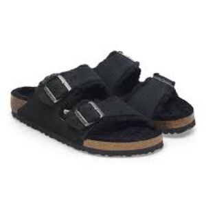 Birkenstock Arizona Fur Shearling Black Regular Sandals
